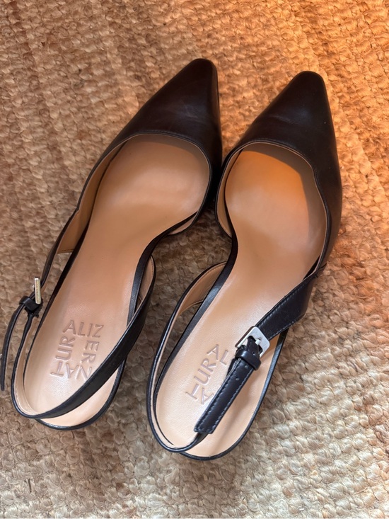 Naturalizer Shoes - Black Pointed-Toe Slingback Kitten Heel